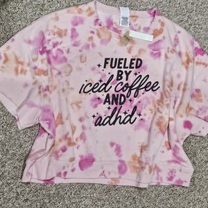 Victoria's Secret Pink and Orange Tie-Dye Graphic Sweater Tee - Limited Edition